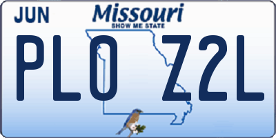 MO license plate PL0Z2L