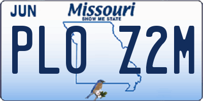 MO license plate PL0Z2M