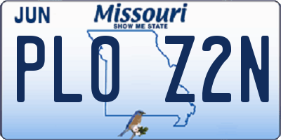 MO license plate PL0Z2N