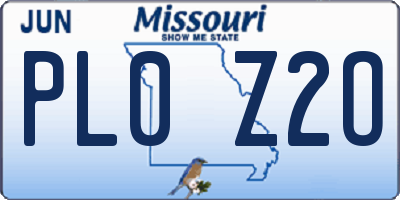 MO license plate PL0Z2O