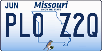 MO license plate PL0Z2Q