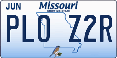 MO license plate PL0Z2R
