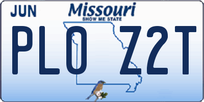 MO license plate PL0Z2T