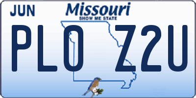 MO license plate PL0Z2U