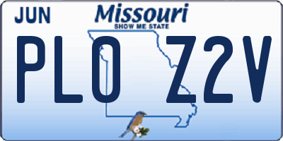 MO license plate PL0Z2V