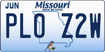 MO license plate PL0Z2W