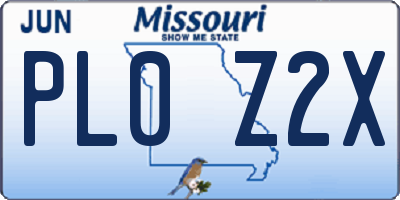 MO license plate PL0Z2X