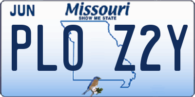 MO license plate PL0Z2Y