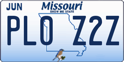 MO license plate PL0Z2Z