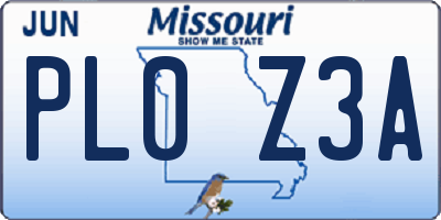 MO license plate PL0Z3A