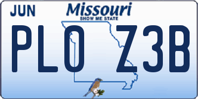 MO license plate PL0Z3B