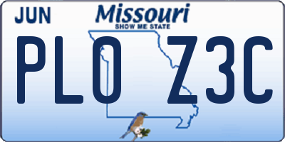 MO license plate PL0Z3C