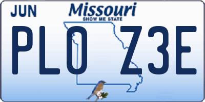 MO license plate PL0Z3E
