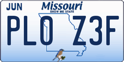 MO license plate PL0Z3F