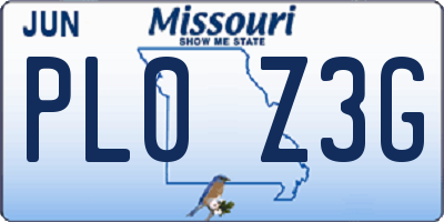 MO license plate PL0Z3G