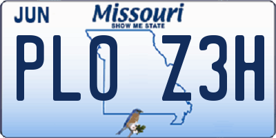 MO license plate PL0Z3H