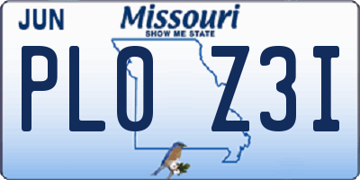 MO license plate PL0Z3I