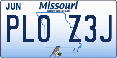 MO license plate PL0Z3J