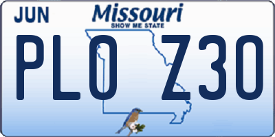 MO license plate PL0Z3O