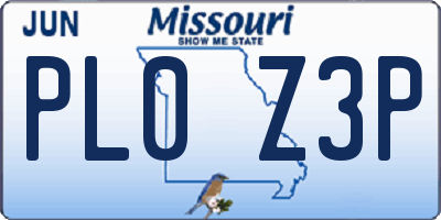MO license plate PL0Z3P