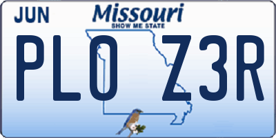 MO license plate PL0Z3R