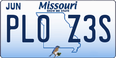 MO license plate PL0Z3S