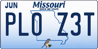 MO license plate PL0Z3T