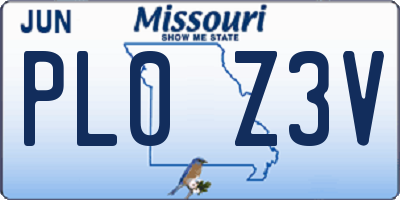 MO license plate PL0Z3V