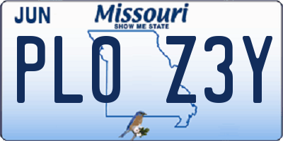 MO license plate PL0Z3Y