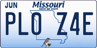 MO license plate PL0Z4E