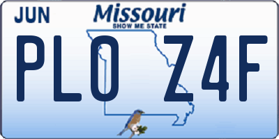 MO license plate PL0Z4F