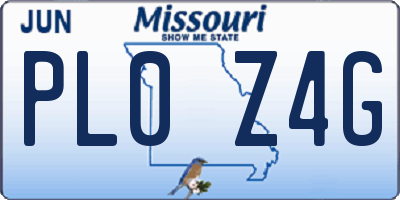 MO license plate PL0Z4G