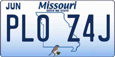MO license plate PL0Z4J