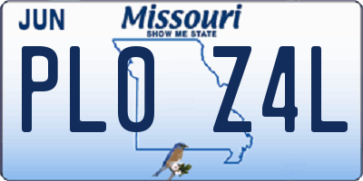 MO license plate PL0Z4L