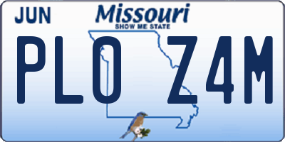 MO license plate PL0Z4M