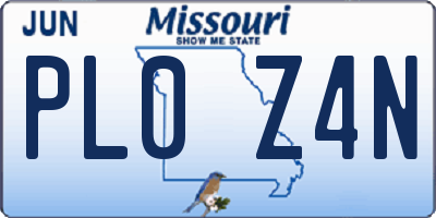 MO license plate PL0Z4N