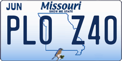MO license plate PL0Z4O