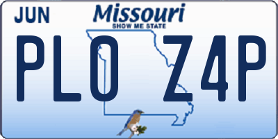 MO license plate PL0Z4P