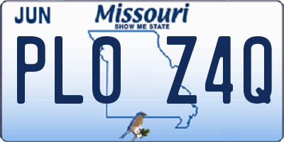 MO license plate PL0Z4Q