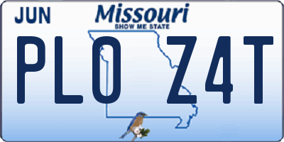 MO license plate PL0Z4T