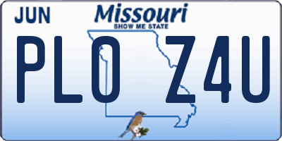 MO license plate PL0Z4U