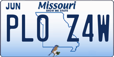 MO license plate PL0Z4W