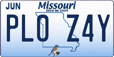 MO license plate PL0Z4Y