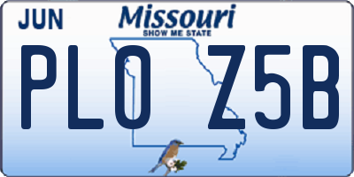 MO license plate PL0Z5B