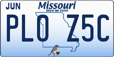 MO license plate PL0Z5C