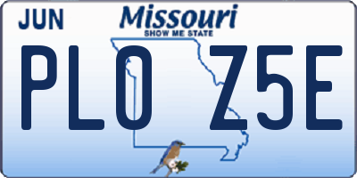 MO license plate PL0Z5E