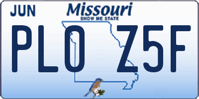 MO license plate PL0Z5F