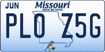 MO license plate PL0Z5G