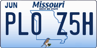 MO license plate PL0Z5H