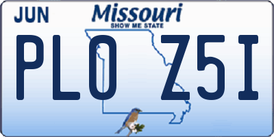 MO license plate PL0Z5I